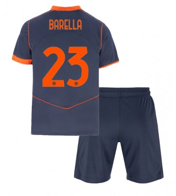 Inter Milan Nicolo Barella #23 Tredjetrøje Børn 2025-26 Kortærmet (+ Korte bukser)